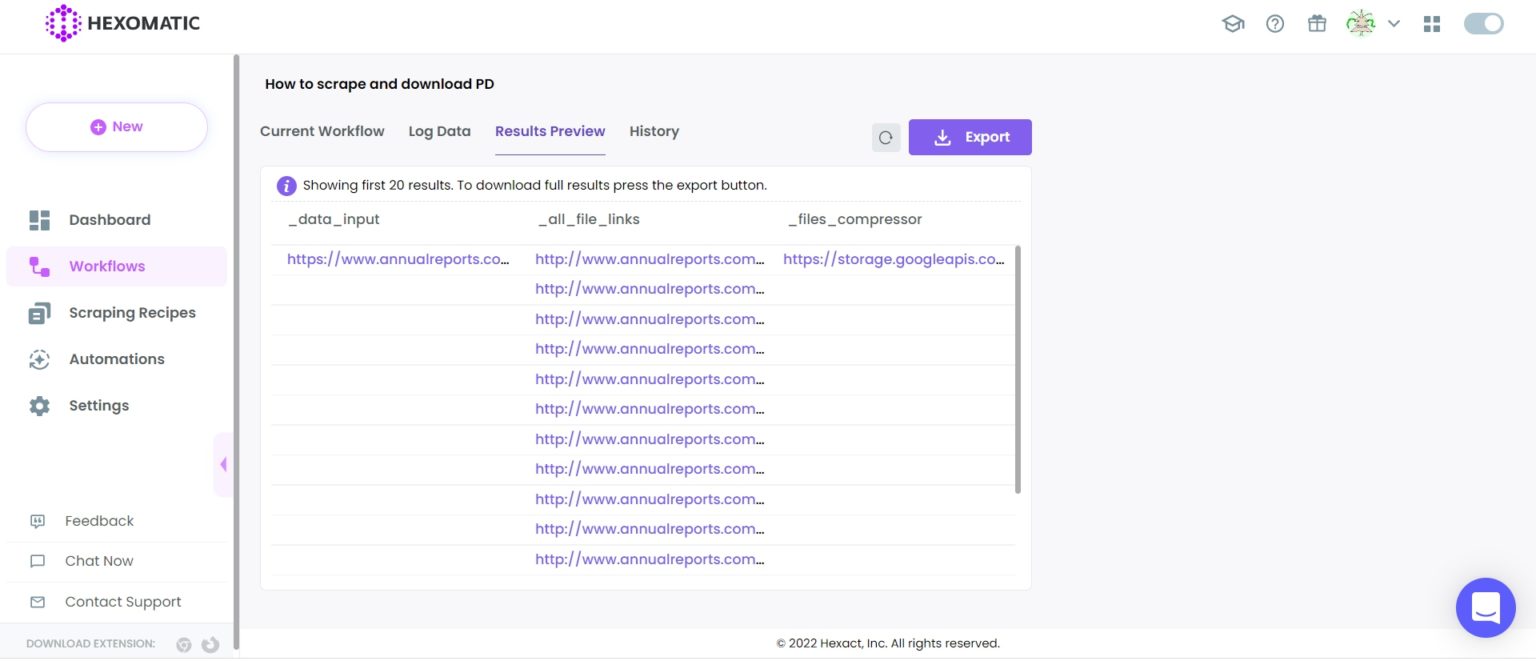 How to scrape and download PDF files Hexomatic