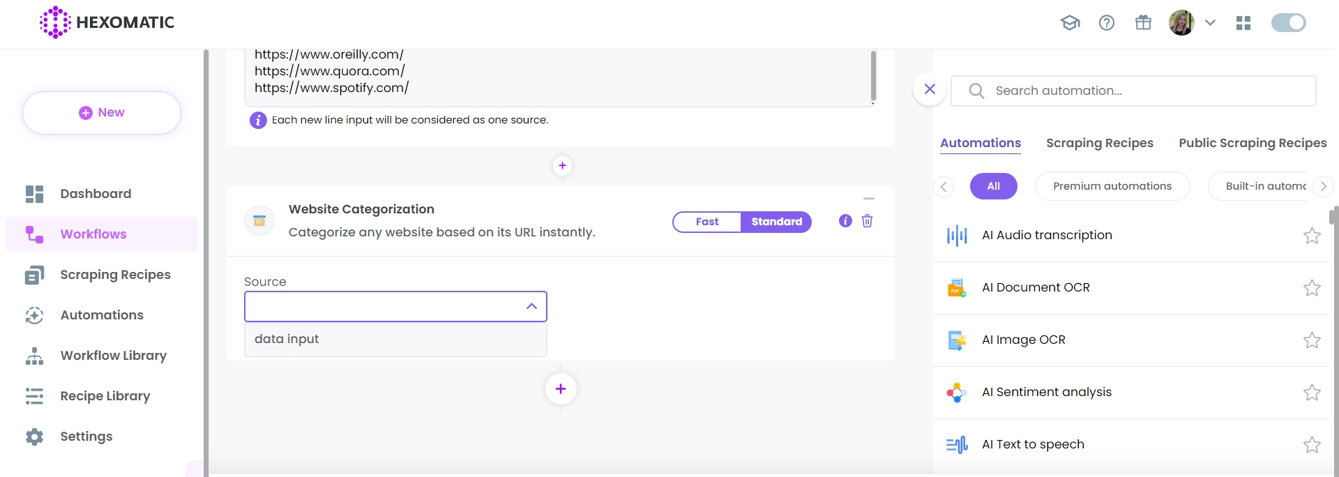 How to classify and categorize websites in bulk | Hexomatic