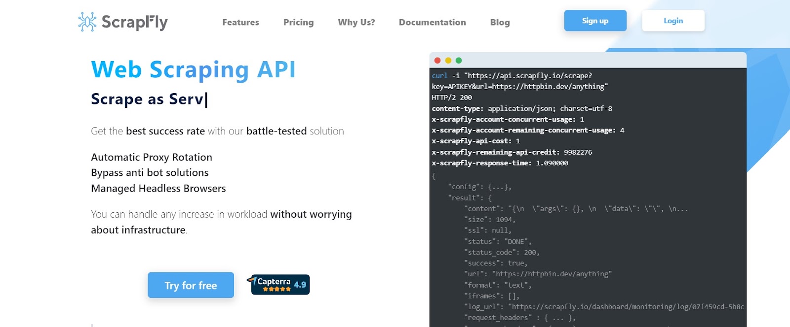 web scraping API ScrapFly